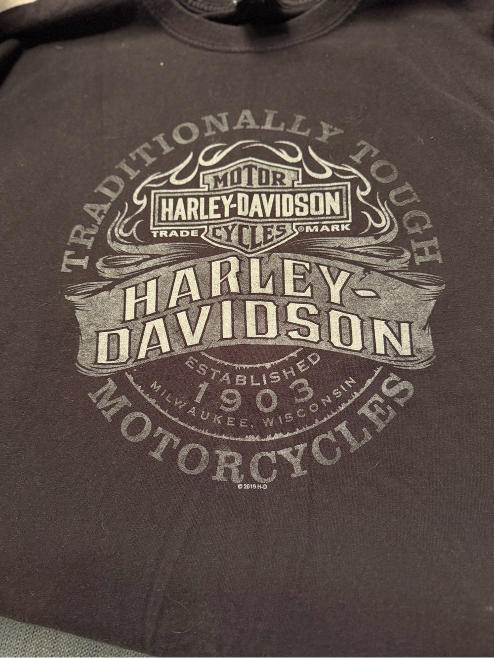 Harley-Davidson Black Tee with Gray Vintage Logo